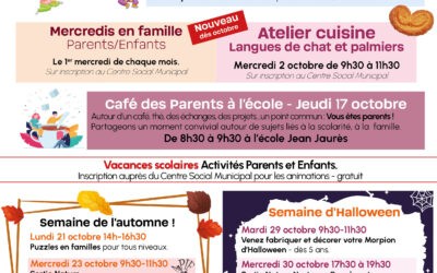 Secteur Familles- Agenda des familles septembre/octobre